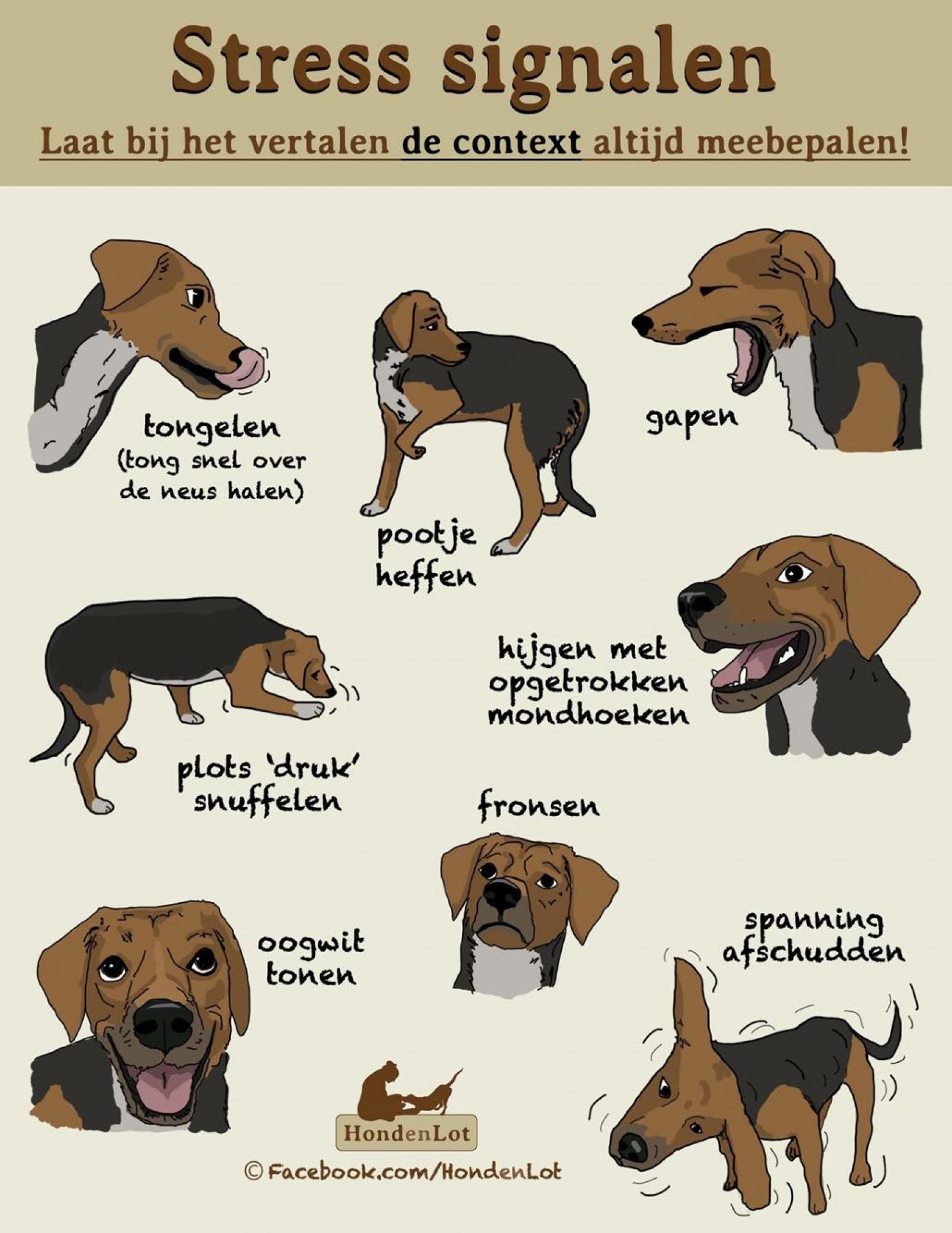 Stresssignalen van de hond